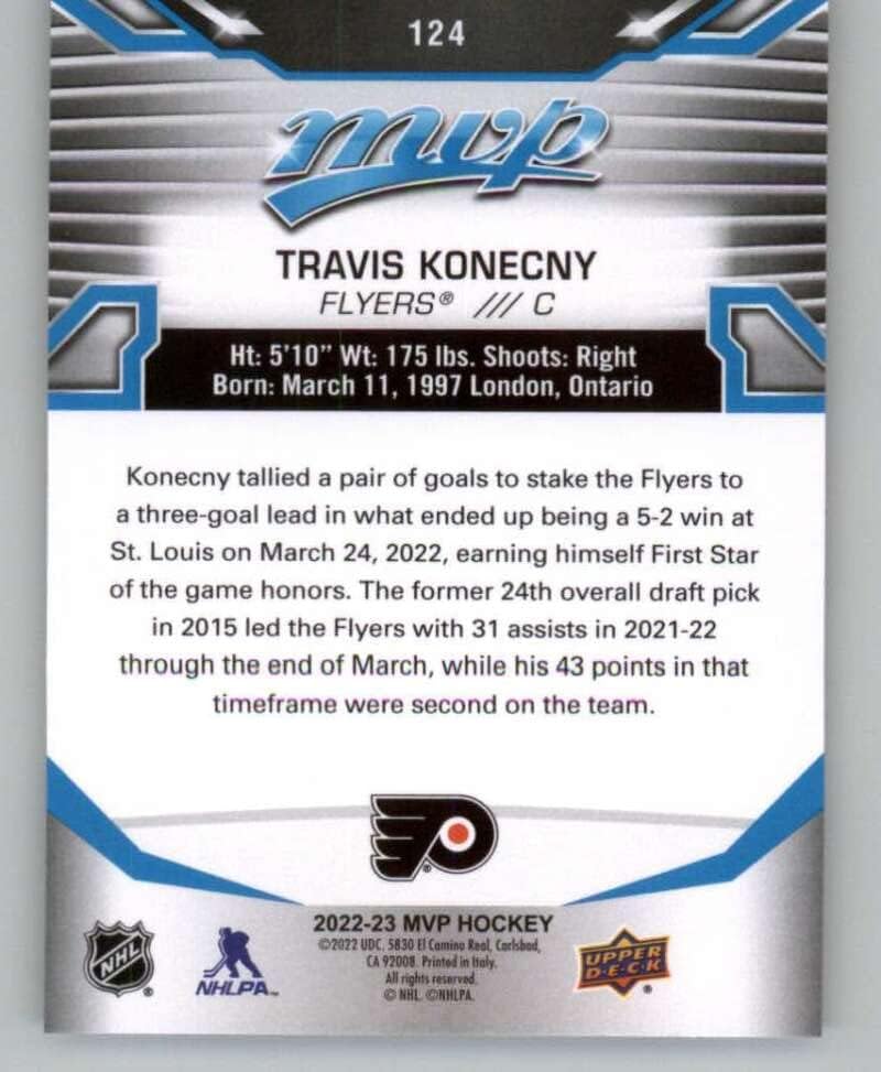 MVP 124 горната палуба 2022-23 Травис Конечны Търговска картичка играч хокей в НХЛ Филаделфия Флайърс