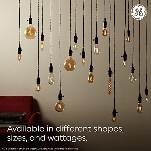 Led Лампа на GE Lighting в Ретро Стил, Еквалайзер 40 W, Кехлибар Стъкло, Топла Светлина на Свещи, Декоративна Лампа за Средна