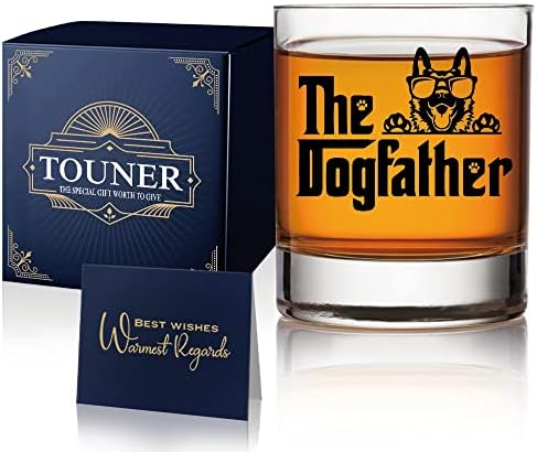 Чаши за уиски с немската овчаркой TOUNER, Чаша За уиски The DogFather, Подаръци Фен на Кучета За Него, Подаръци баща-куче