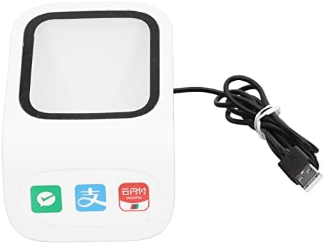 2D Настолен баркод Скенер Гласови Напътствия Голям Прозорец QR Баркод Скенер с Интерфейс USB Четец на баркод Бял Син