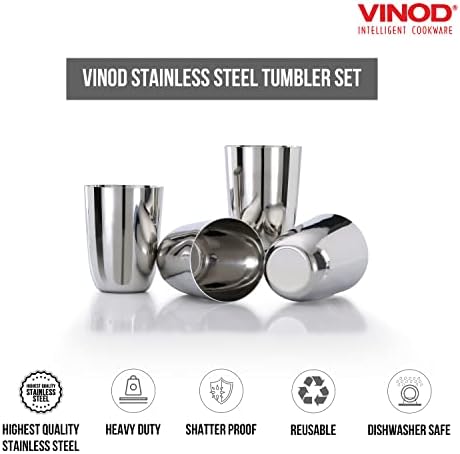 Комплект чаши за вино Vinod от неръждаема стомана, състояща се от 4 Метални Чаши премиум клас | Бирени чаши | Чаши за сок