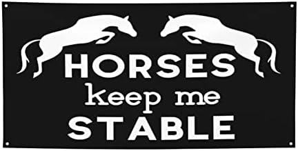 Банери и Табели Horses Keep Me Stable, Празничен Банер За Фон, Банер За Вътрешно Външно Градина, Двор, Вечерни Украса За