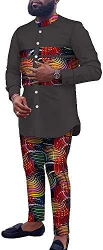 UOUNUT Африкански Комплекти Мъжки Панталони С Дълъг Ръкав Плюс Размера на Африканска Дрехи Мъжки Ежедневни Риза Дашики Модни Африкански
