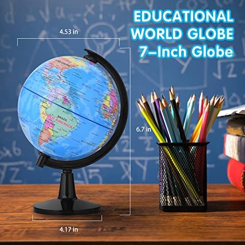 8 БР 4,6 Инча Глобус на Света за обучение на деца, Малки Земни Глобуси Света със стойка, Мини Образователна Интерактивна