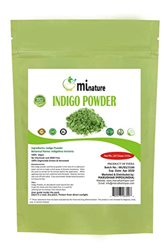 mi nature Индиго Powder Е Натурална Биологично отглеждани пудра на прах с цвят на индиго - За КОСА (227 г / (1/2 кг) / 8 унция)