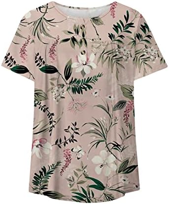 Дамска Туника с Цветен Принтом, Тениски, Скрывающие Корема, Плюс Размера на Летните Ежедневни Блузи С Къс Ръкав и V-образно