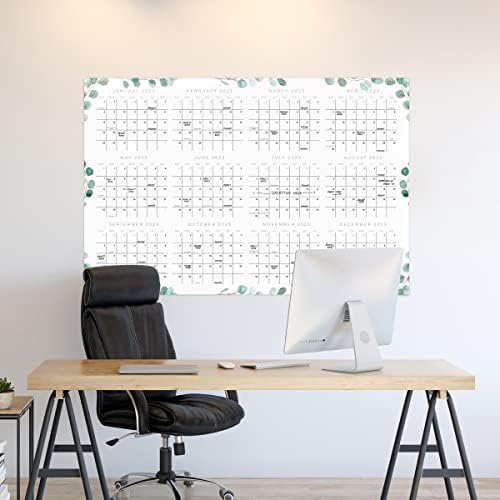 Опростен стенен календар за 2023 година - Двупосочен голям календар 24 x 36 За удобно планиране на 12 месеца - Гъвкав долно или