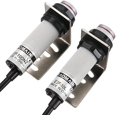 Baomain 1 Двойка M18 Оптичен Сензор за Фотоелектричния Размисъл инфрачервени лъчи E3F-10DN2/E3F-10L NPN NC 10-30 vdc Дистанция