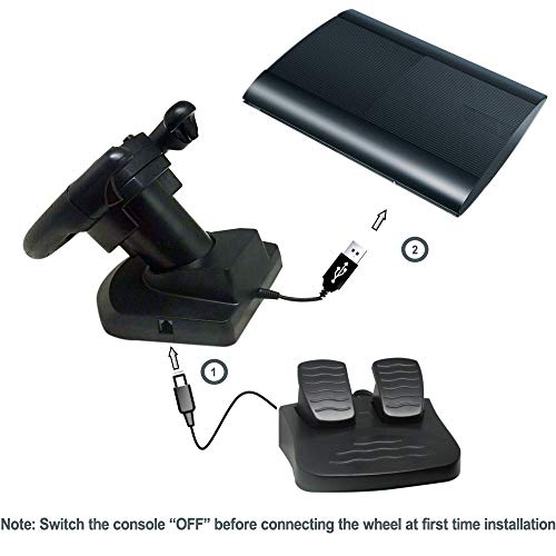 Гоночное колелото GAMEMON Mini dualshock, съвместимо с Playstation3, PS3/PC, USB (D-Вход и X-вход)