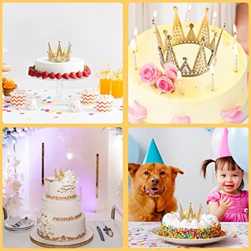 NUOBESTY Сватбен Декор Кралския Торта за Рожден Ден за Момиченца С Пайети и Перли Шапки и Аксесоари Златни Детски Диадеми за Рожден
