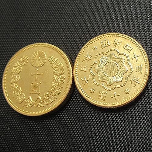 Японски Златни Монети по 10 Юана мортиг 43-Позлатени Копия на Възпоменателни монети