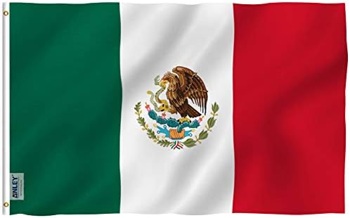 Мексикански флаг ANLEY Fly Breeze размер 3x5 фута - Ярък цвят и защита от избледняване - Платно надмощие с двойна миг - Мексико националните