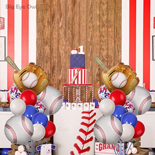 Бейзболни балони, за да проверите за Партито по случай рождения Ден на Бижута Ръкавица Кръгла Бейзболна Бухалка Тема Майларовое