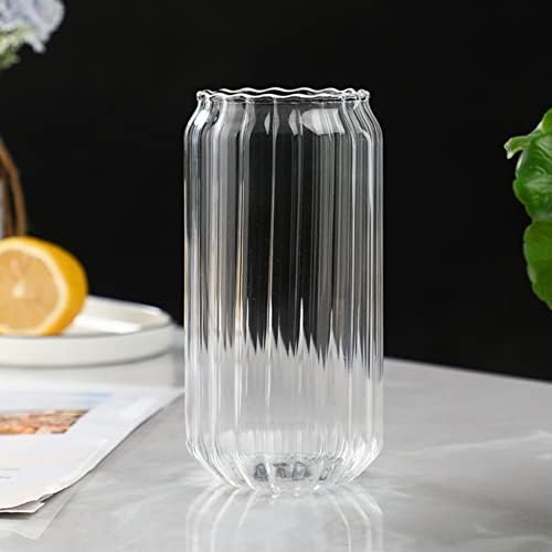 Стъклени Чашки във формата на буркани със стъклен соломинкой, Бира, Чаша във формата на буркани 18 Грама, Оребрени Чаши за пиене, Кафе на Чаши с лед под формата на въл?
