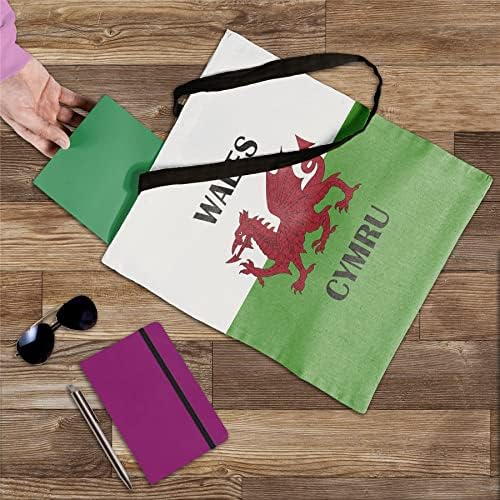 Флаг Уелс Кимру и Ддрайг Гох - Холщовая чанта-тоут за жени, Чанта през рамо от Полиестер, Множество Пазарска чанта за продукти