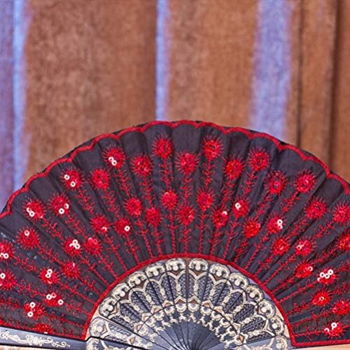 KESYOO 2 БР. На Бродирани Цветя Паун Модел На Искри В Сгъваем Ръчен Фен Източна Азия Ретро Текстилен Фен