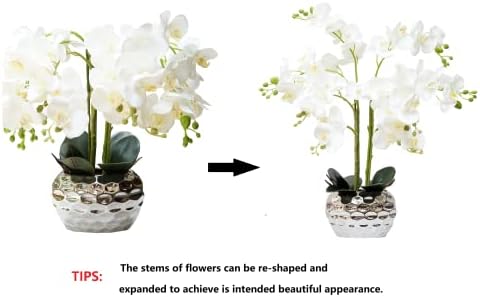 Изкуствени Цветя Орхидея GXLMII за Дома, Изкуствени Орхидея в Сребърна Ваза, Phalaenopsis, Изкуствени Цветя, Истински Цветя, Растения,