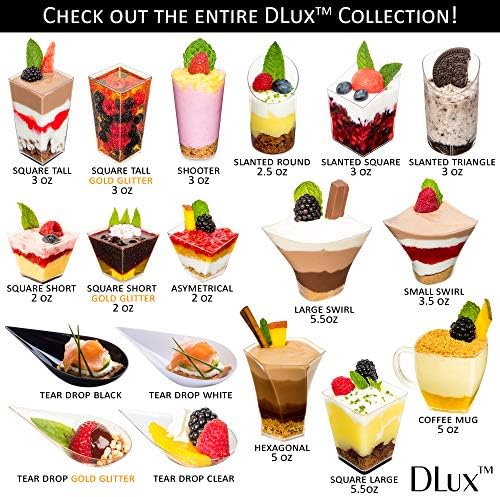 DLux 100 4-инчови Мини-Чинии за закуски, втора употреба Лъжици от черна пластмаса - Сервировочная Чиния за Десерти и Закуски - Азия Комплект