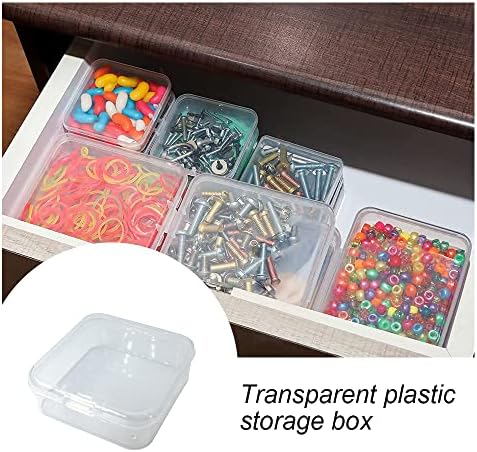 LSTCPGLAI Контейнер за съхранение мъниста 12 бр., прозрачна пластмасова кутия с панти капак, кутия за съхранение на таблетки, за събиране на по-малки елементи, бижута (2,2 х