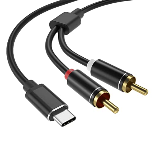 Аудио кабел USB C-2 RCA Жак Yinker Type C-RCA мъж към мъж, Сплитер Y RCA, аудио кабел USB C с вход 2 RCA за телефон, преносим