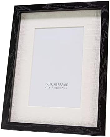 Честит Homewares Традиционна Пластмасова рамка за снимка с ефект на Черна Пепел с матово карта Слонова Кост | Снимка 4x6 или 6x8 | Портрет