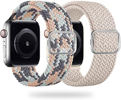 Спортни Въжета MATCHEASY с плетени линия Solo Loop, съвместими с Apple Watch 38 мм 40 мм 41 мм, Еластични Регулируеми Найлон Еластични
