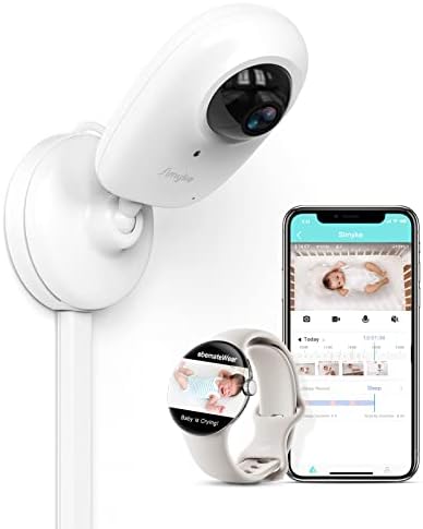 Simyke Smart Video следи бебето, WiFi, Камера за смартфон 1080P, откриване на изкуствен интелект, монитор плач и Колыбельные, HD Нощно