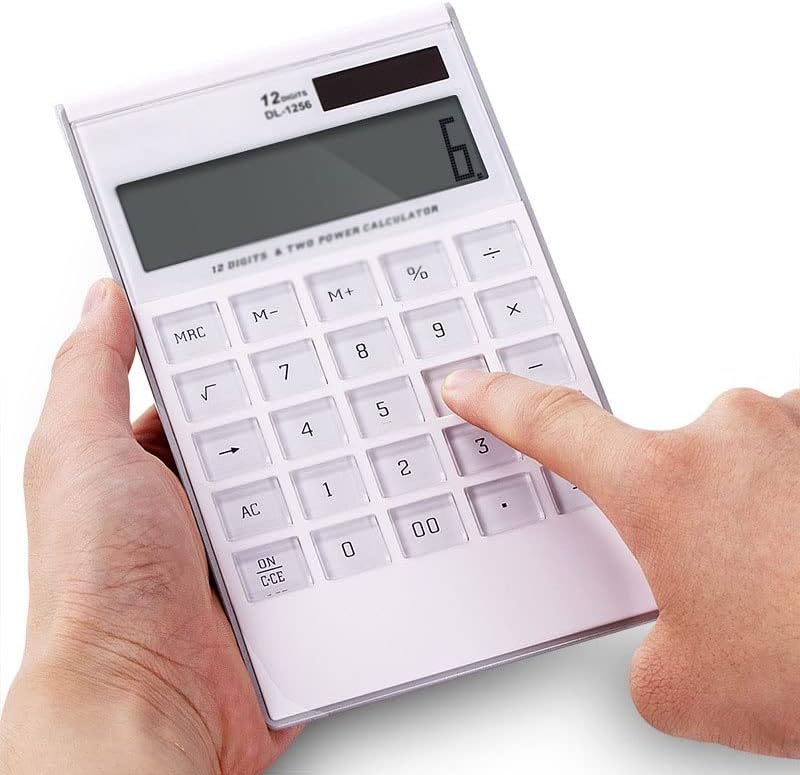 Настолен калкулатор CUJUX ултра тънък Калкулатор, Симпатичен моноблочный Компютър, Прозрачна Голям бутон, 12-Цифрен дисплей,