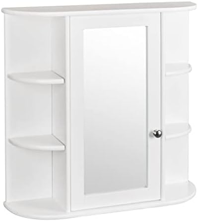 n/a Полк за стенен шкаф в банята, 3-Уровневое Огледало с една като Магнитен заключване, Лесен за инсталиране, Здрав Бял