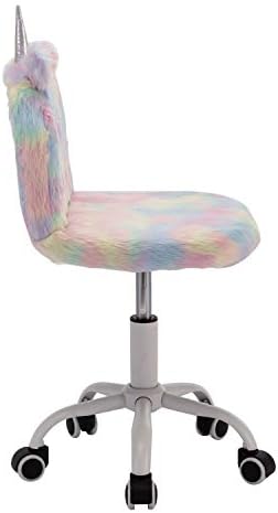Мебели DM Сладък пухкав детски стол, забавен работно бюро на колела, цветни въртящ се стол за момичета с бели струпясване