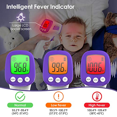Инфрачервен Термометър за Челото, Безконтактен Термометър за Челото KKmier за Бебета, Деца, Възрастни, 3 в 1, Термометър за Измерване на Температурата