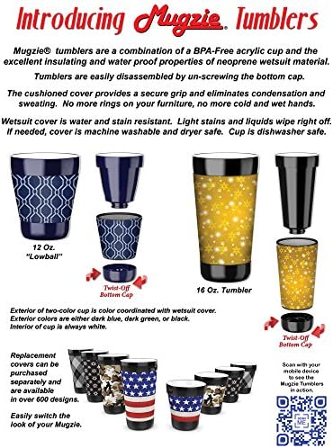 Пътна Чаша Mugzie на 16 Грама - Чаша за напитки с Подвижна Изолирани Калъф за Неопрен - Тропически коктейли