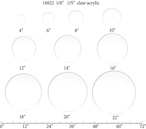 FixtureDisplays® 6-инчов Прозрачен диск от акрил, плексиглас Lucite Circle, дебелина 3/16 инча 18822-6-3/16-NPF