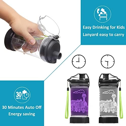 Бебешко шише за вода Attivolife с 3D дизайн на влака, чаша за пътуване с подсветка - 14 грама, екологично Чиста, без Тритана и Бисфенол А, Функция таймер, Уникални Чаши за пие