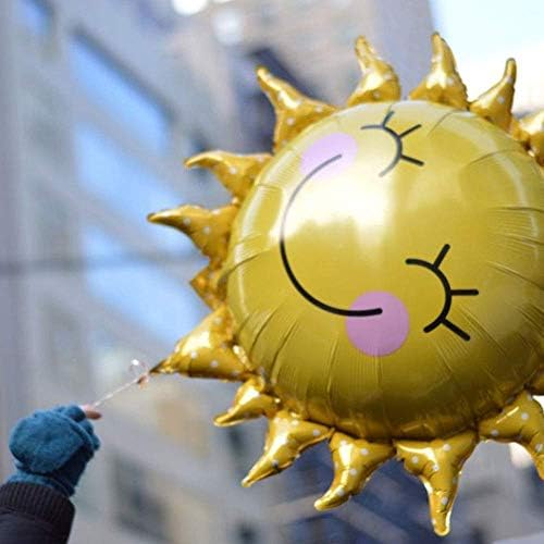 HAIOPS балони от фолио във формата на цвете на слънцето, усмихнат слънчева светлина, алуминиев балон, украса за рожден ден, сватба,