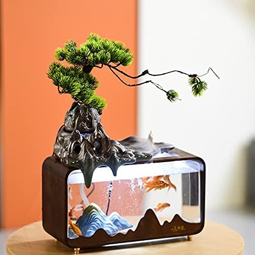 WPYYI USB Мини аквариум за риби с led лампа, украса за вашия дом офис настолен чаено маса