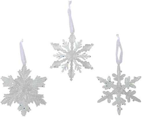 3 Опаковки Снежинки Украса 5 Инча Големи Висулки във формата На Снежинки, Коледно Дърво, Бяло Подвесное Украса за Зимно Парти Коледни