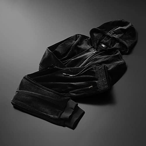 Hoody SKREOJF, Есенно-зимния Двупосочен Сгъсти Пуловер, Панталони, Тенденция мъжко яке от две части (Цвят: черен размер: код M)