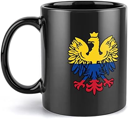 Флаг Колумбия с Принтом на Полския Орел, Керамична Чаша, Кафе, чаена Чаша, Чаена Чаша, Забавен Подарък за Офис, Дом, Жени, Мъже (Черен,