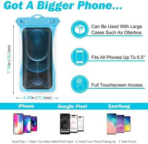 Urbanx Универсален Водоустойчив калъф за телефон, предназначен за Motorola Moto Z3, за всички други смартфони до 7 см - Син