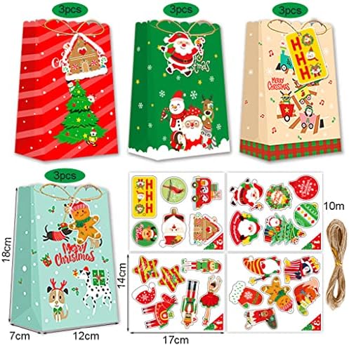 Подаръчни пакети JZTang Весела Коледа Смесен Празничен комплект подарък торбички от крафт хартия Подарък Кутия Подаръчни торбички