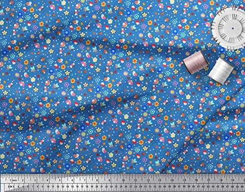 Памучен трикотажная плат Soimoi на точки, с флорални принтом и клипсами, ширина на текстилната тъкан 58 инча