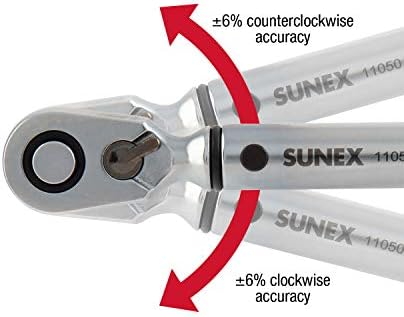 Sunex 11050, който има 1/4 , Динамометричен ключ на 60 Тона, с тегло от 10 до 50 килограма, механизма на палеца е на 60 зъбите, точност до 3% по посока на часовниковата стрелка и 6% ?