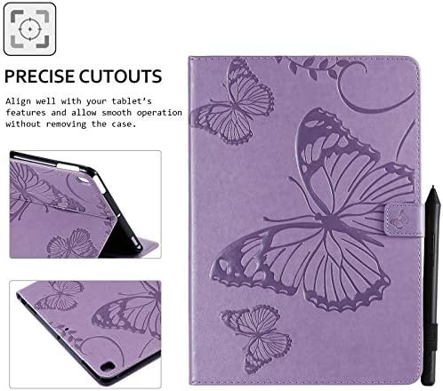 Smart-калъф за iPad 10,2-инчов 9-ти / 8-ви / 7-то поколение, Кожен портфейл с релефни Techcircle Butterfly, Защитен калъф-книжка с магнитна