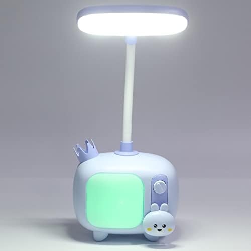 Портретно лампа Rosvola, Поставка в стил телевизор, Скъпа Детска лампа за четене с USB зареждане LED за офис (син)