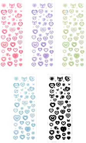 5 Листа Kpop Фотокарточка Корейски Етикети Цветни Блестящи Самозалепващи Етикети във формата на Сърце, Сладки Етикети, в стила на