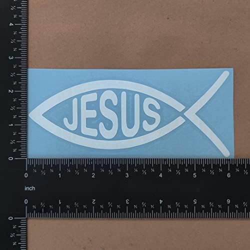 Етикети с рибки-Иисусами 4 опаковки: Риба-Исус, Рибено Кръст, Tribal Ихтис, Християнска стикер с Рибки (по-Голямата ~ 6