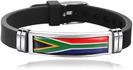 Гривна с Тъкани Флага на Южна Африка, Силикон Гривна-Верижка, Спомен, Модерен Гривна Ръчна изработка за мъже и Жени, Подарък
