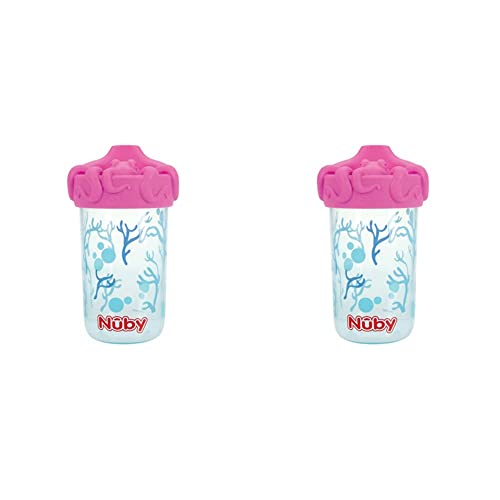 Чаша за пиене Nuby No Spill 3D Character със силиконова капачка Soft Touch Flo, 12 унция с изображение на Октопод (щампи могат да се