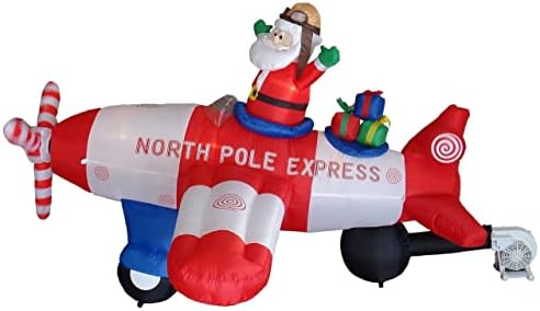 Комплект от две украса за Коледното парти, включва в себе си 5,3-крак коледен надуваем трактор Дядо Коледа с пингвин и 8-футовое